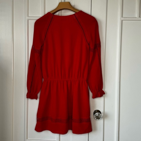 Rebecca Minkoff red bohemian dress drawstring, elastic waist with tassels size 6 - Picture 11 of 15